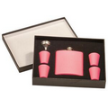 Flask w/Funnel Gift Set - Stainless Steel Matte Pink - Engraved Flask